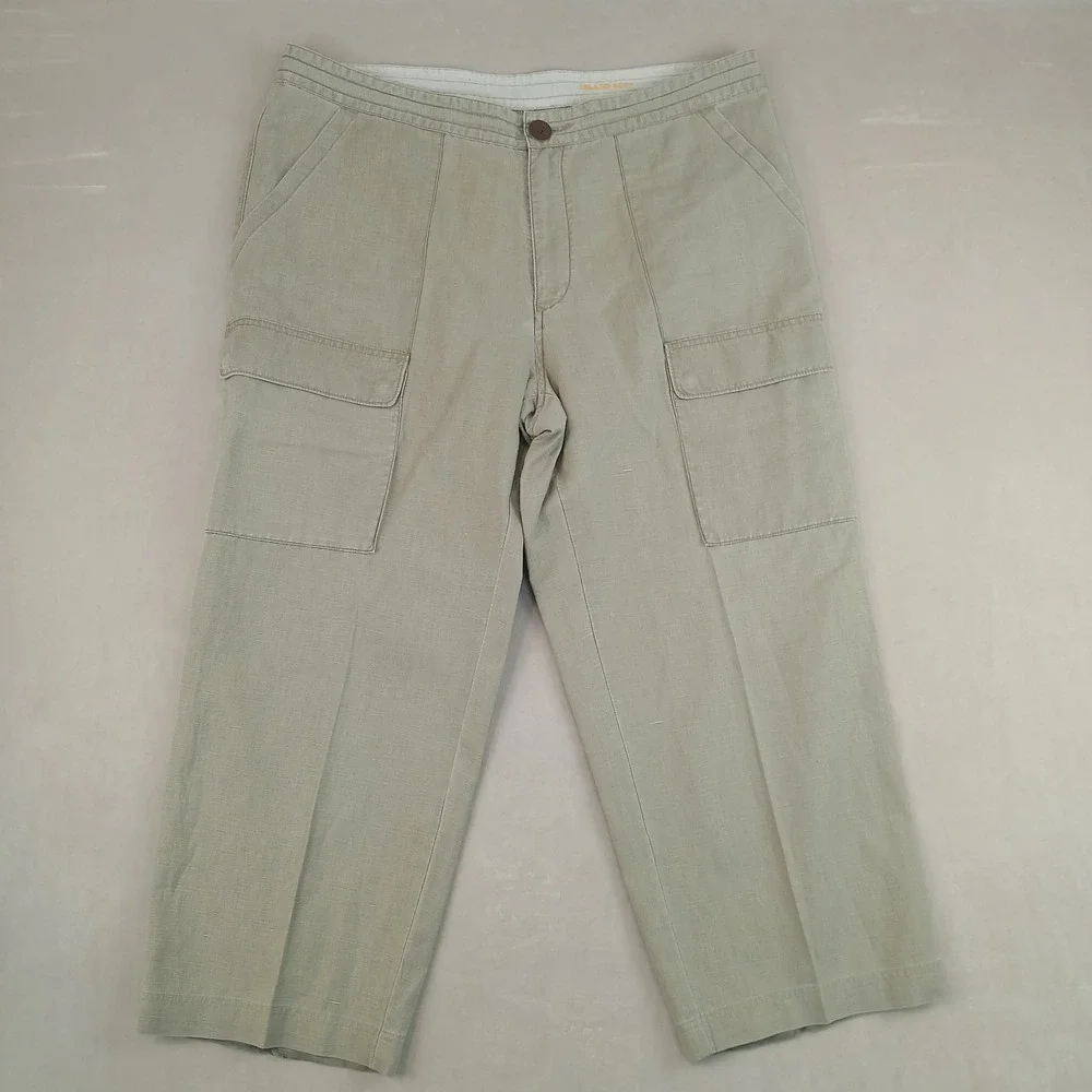 Tommy Bahama Island Soft 38x26 Mens Pants Linen Beach Casual Khaki Baggy Cropped